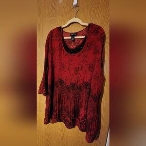 Elegant Red Floral Women's Top